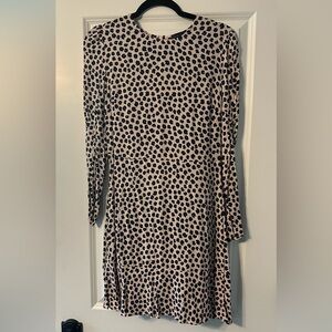 Elegant Black and Cream Polka Dot / Floral Dress